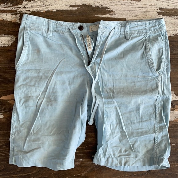 Lucky Brand Other - Lucky Brand Men’s 34 Linen Cotton Blend Flat Front Light Blue Shorts